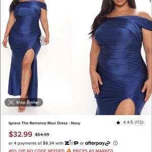 Fashion Nova Navy Off-Shoulder Maxi Dress